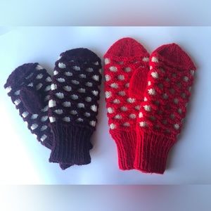 Very sweet and warm! Homemade Fishermen mitts.